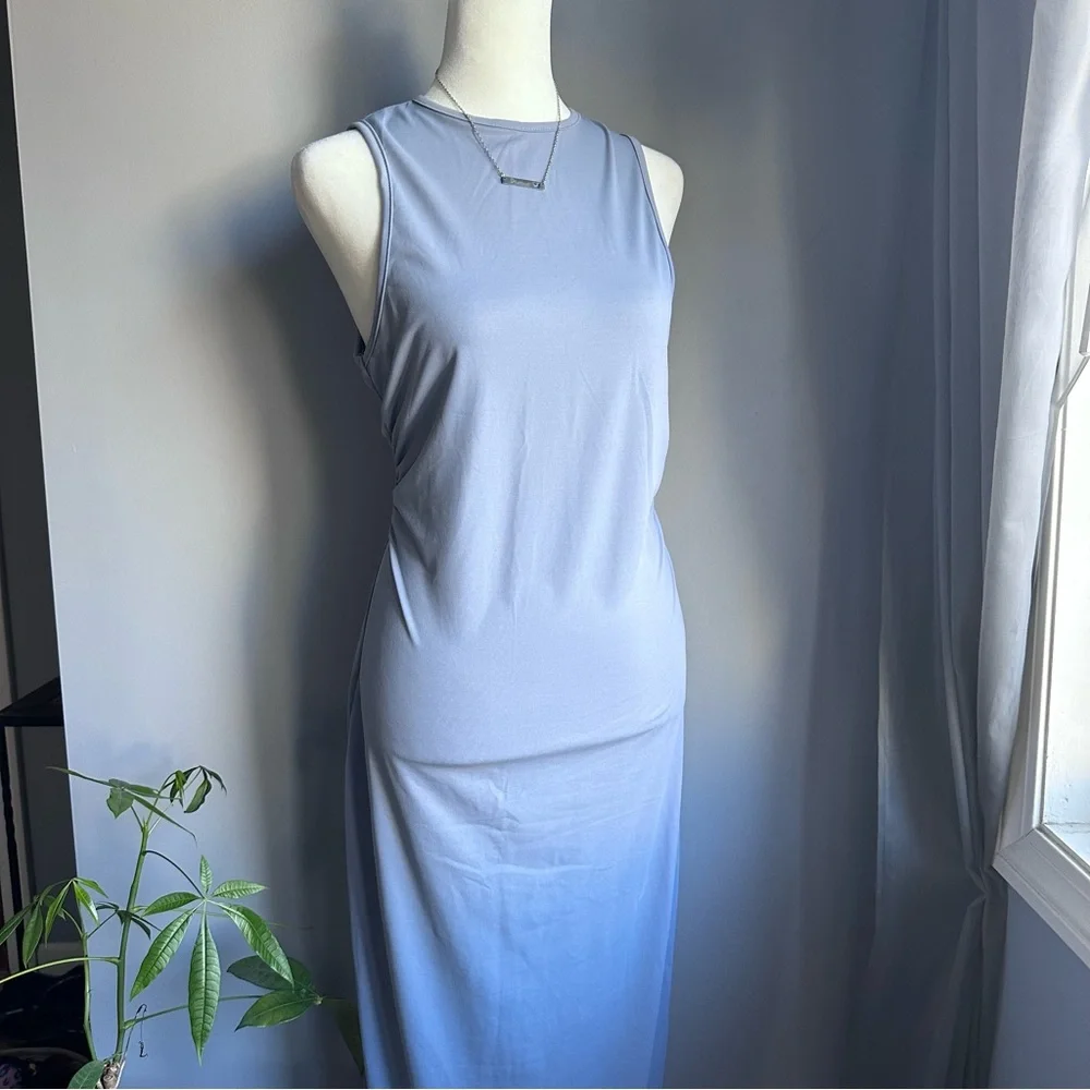 Dusty Blue Ruched Waist Tank Dress 🦋 - Picture 6 of 6